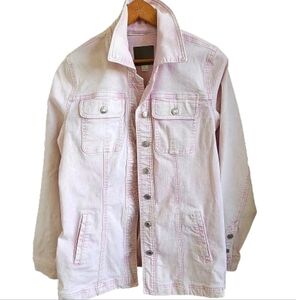 Women's S Oversized Maurices Couquette Grunge Pale Pink-Wash Denim Jacket